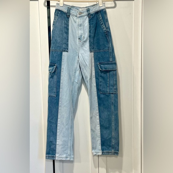 PacSun Colorblock Cargo Denim Jeans, 100%cotton, sz26 - Picture 1 of 8